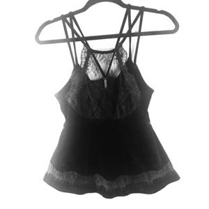 Free People Lace & Velvet Top